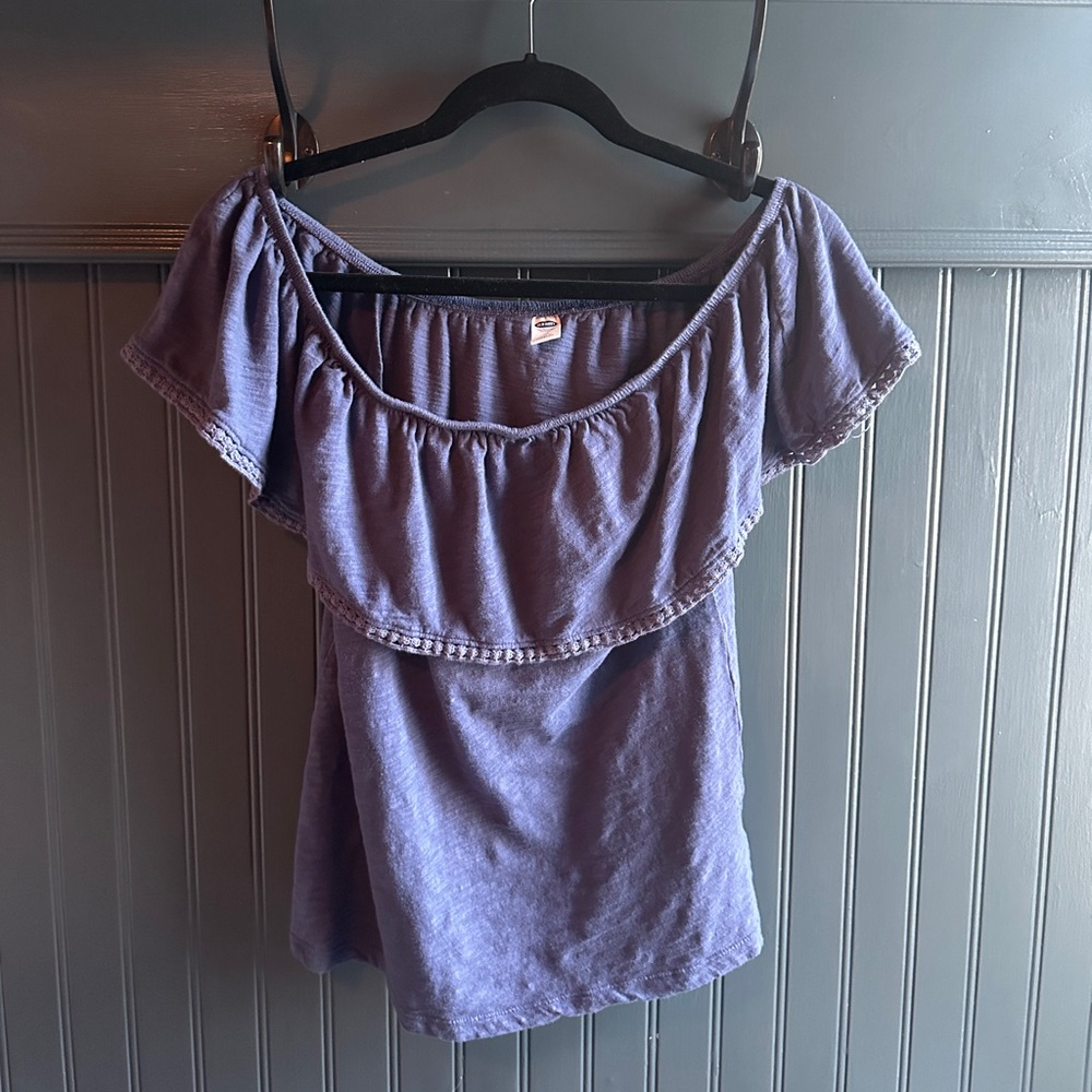 Old Navy Women's Ruffled Off-the-Shoulder Navy Blouse
